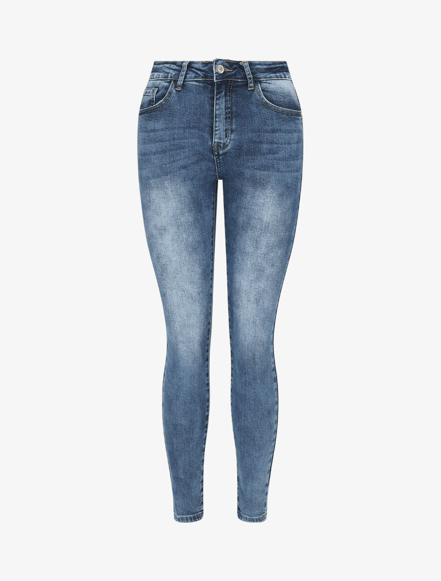 Jean délavé coupe skinny - Bleu - 1