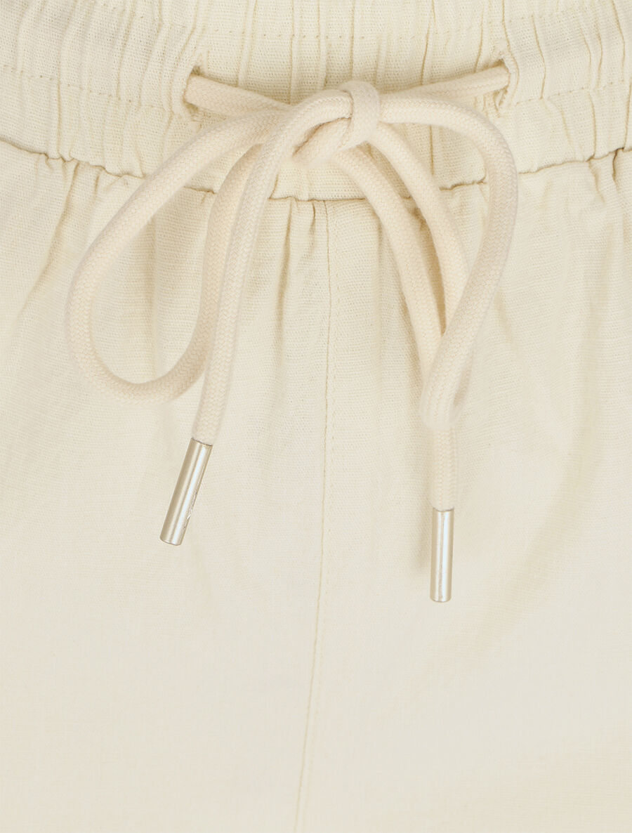 Pantalon cargo taille haute coupe droite - Écru - 3