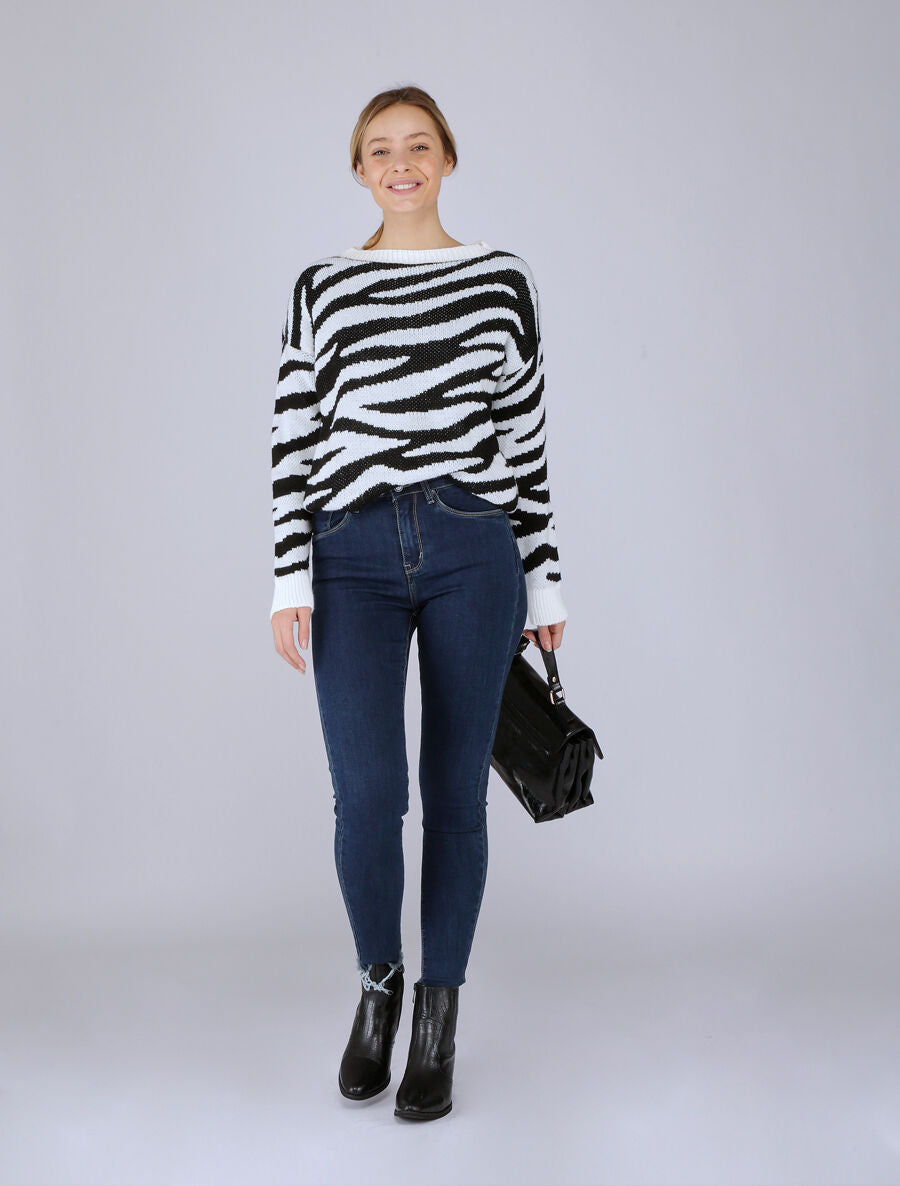 Jean skinny taille standard à bords coupe franche - Bleu foncé - 3