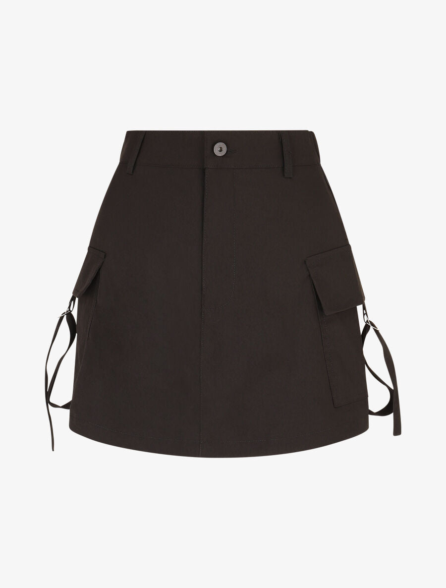 Jupe short cargo uni - Noir - 1