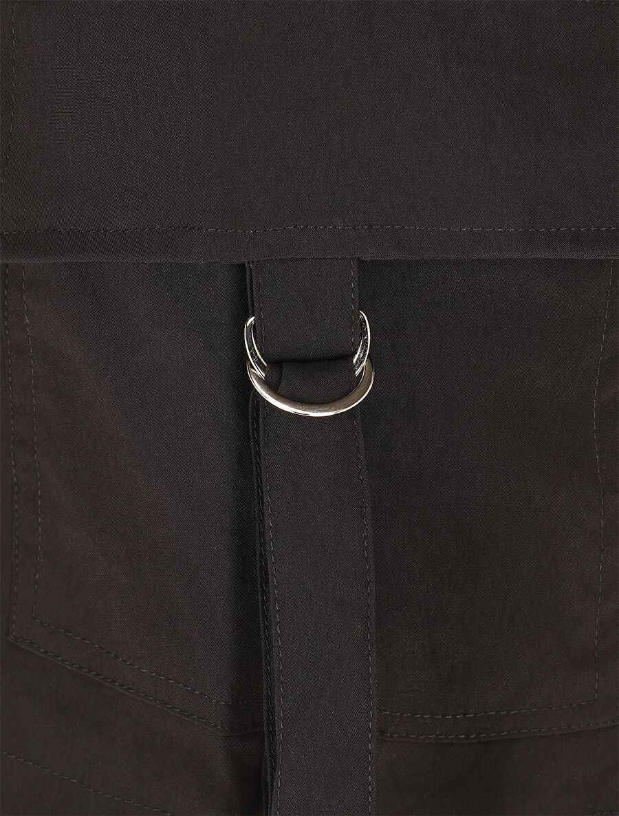Jupe short cargo uni - Noir - 3