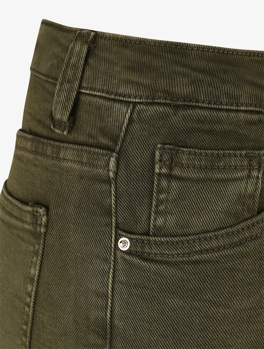 Jean à bords effilochés coupe flare - Kaki - 3