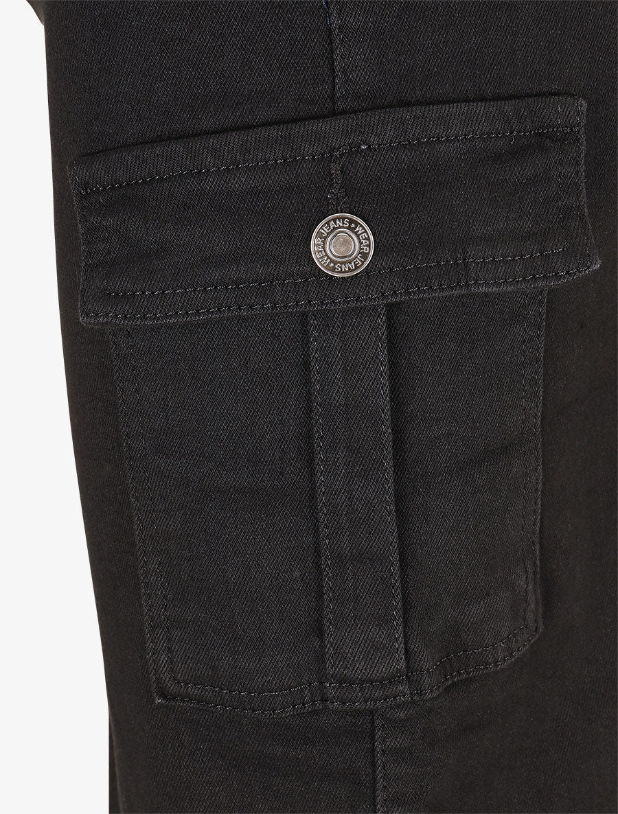 Jupe mi-longue cargo fendue - Noir - 3