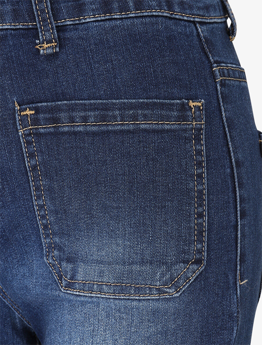 Jean taille haute coupe flare - Bleu - 3