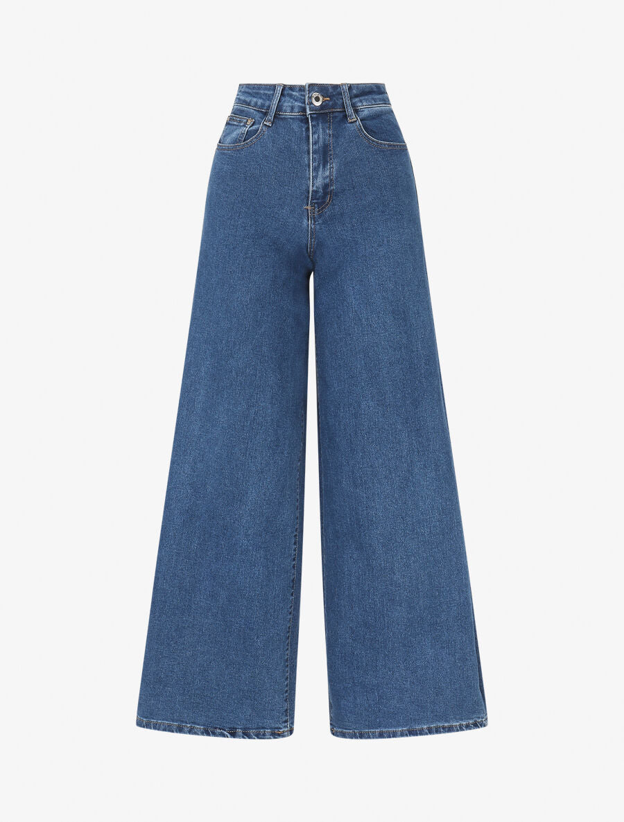 Jean push up wide leg coupe droite - Bleu denim - 4