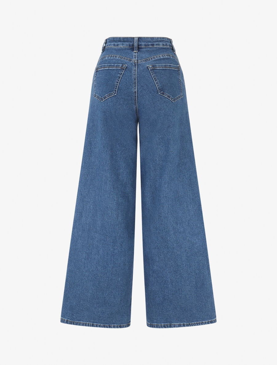 Jean push up wide leg coupe droite - Bleu denim - 2