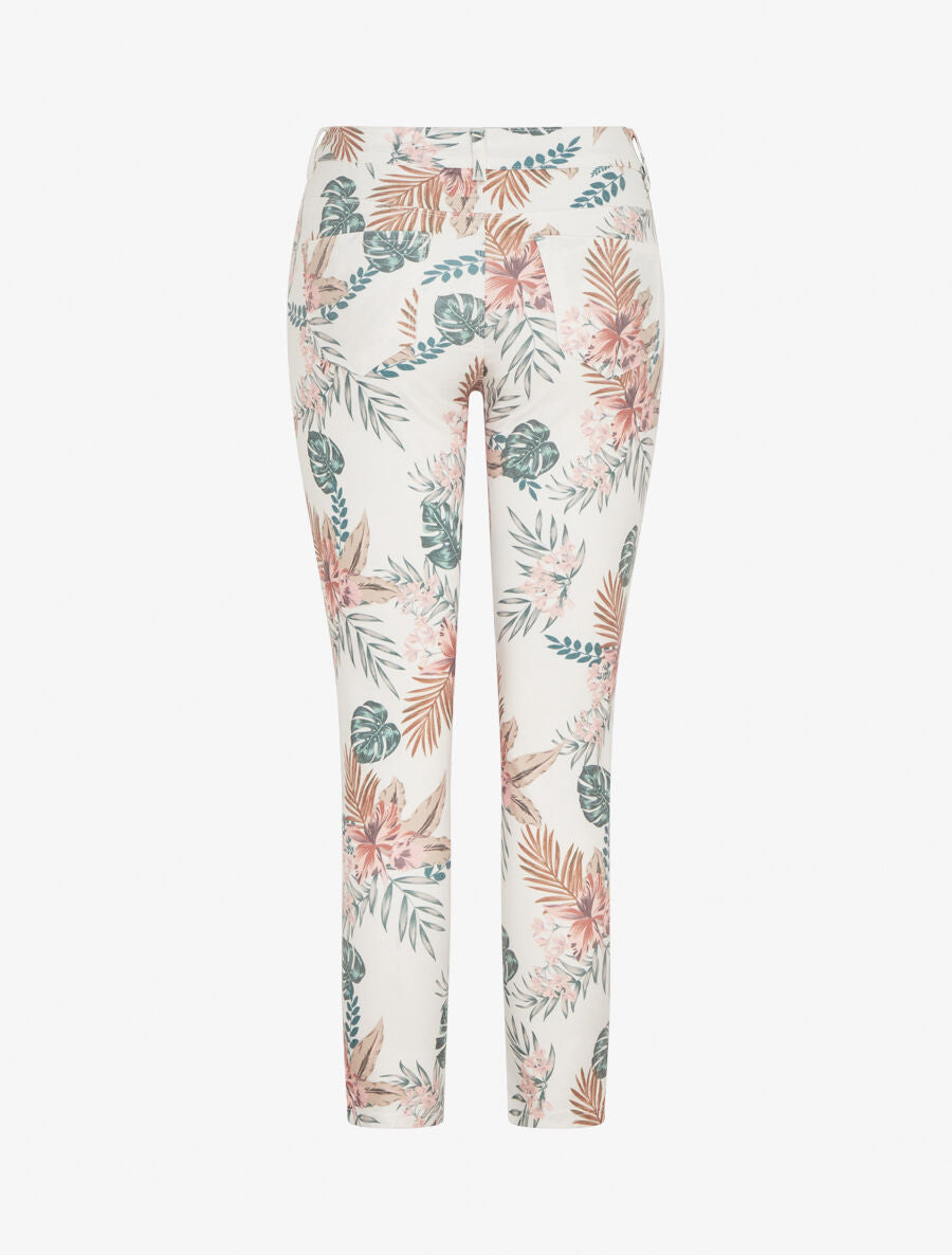 Jean slim imprimé feuillage - Blanc - 2