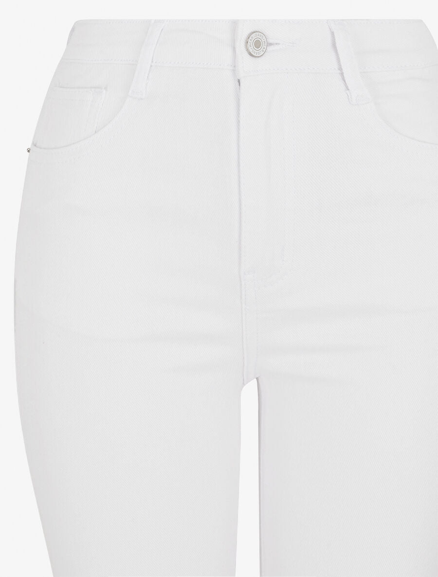 Jean uni à bords effilochés coupe droite - Blanc - 3