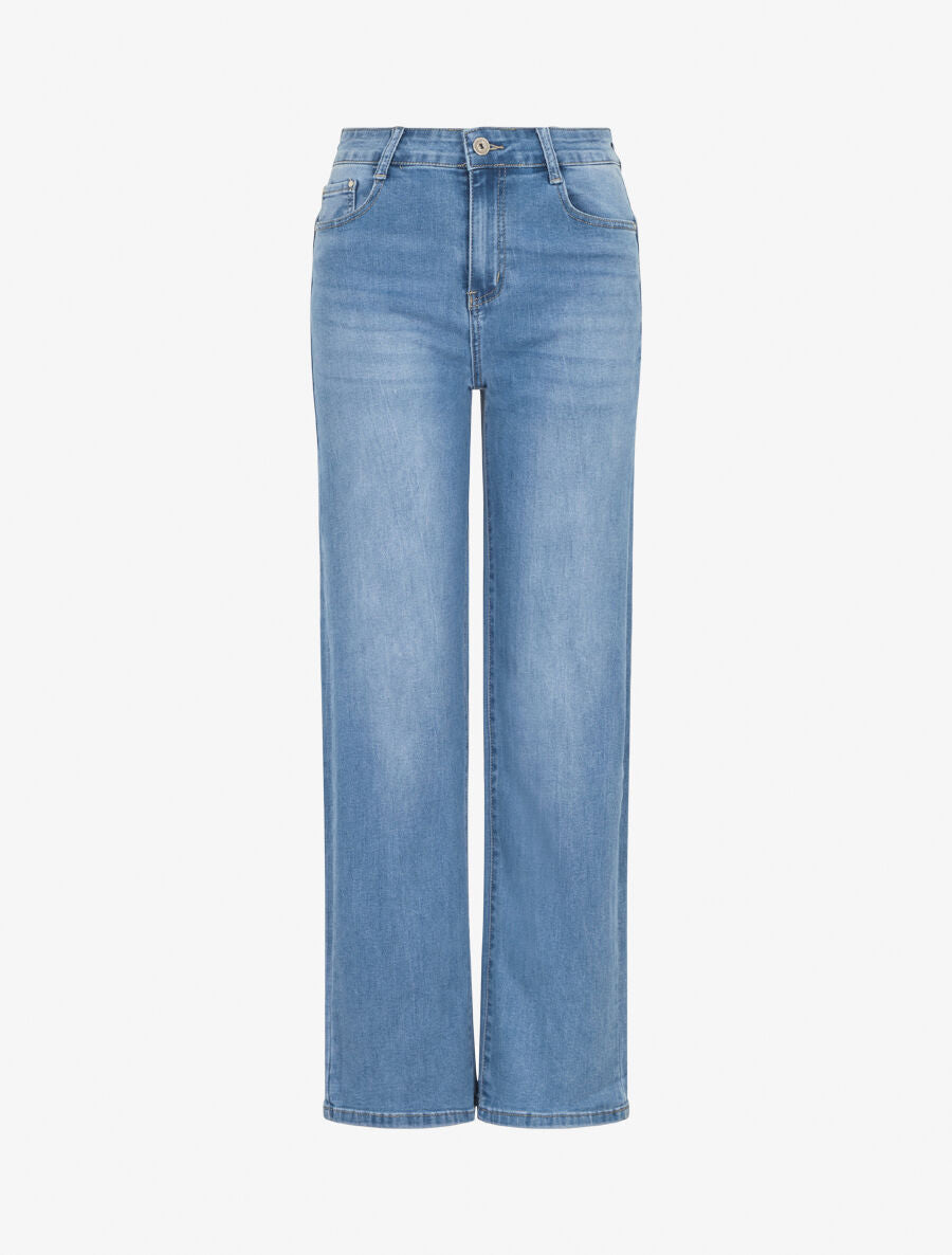 Jean push up délavé coupe droite - Bleu - 1