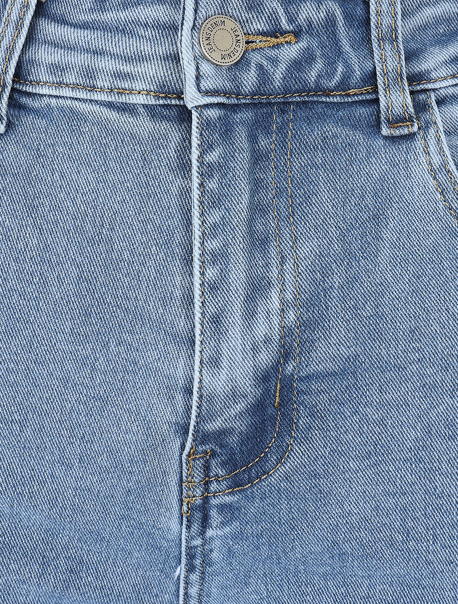 Jean taille haute coupe évasée - Bleu - 3