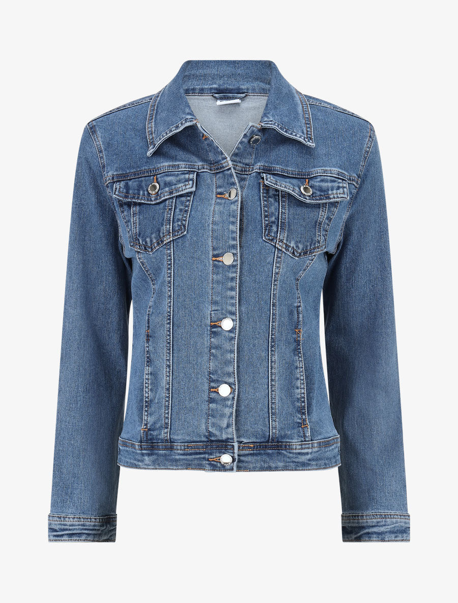 Veste en jean coupe droite - Bleu - 1