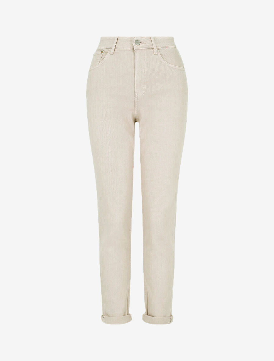 Jean à revers coupe droite - Taupe - 1