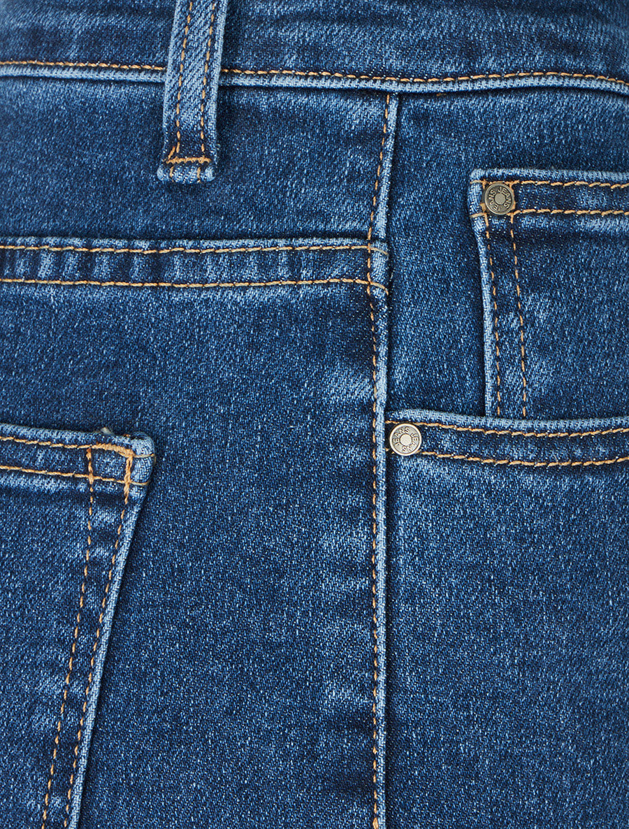 Jean mom à taille standard coupe droite - Bleu - 3