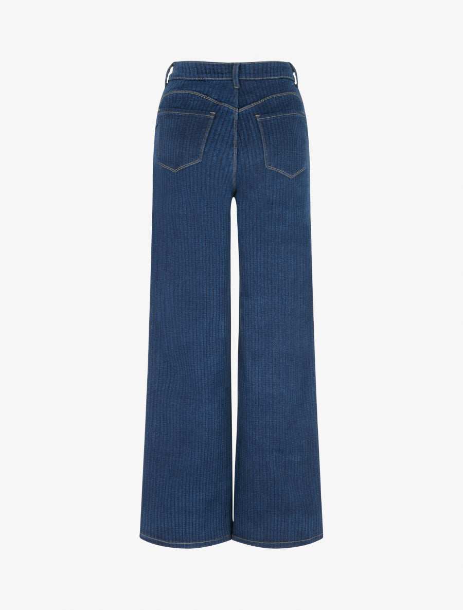 Jean droit taille haute à rayures - Bleu brut - 2