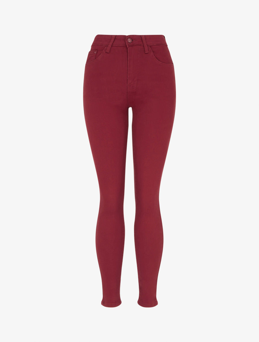 Jean skinny uni taille haute - Rouge - 1