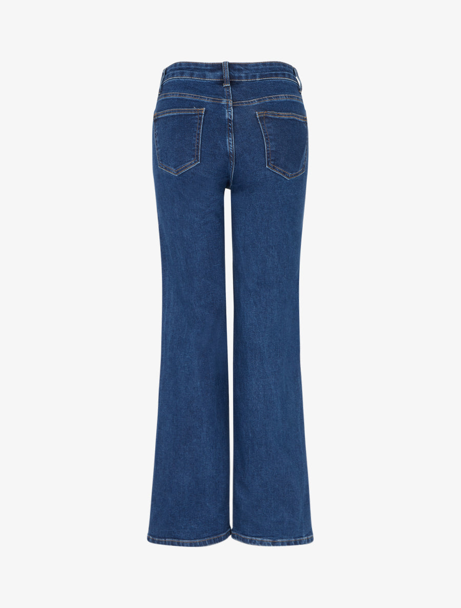 Jean droit à poches à rabat - Bleu - 2