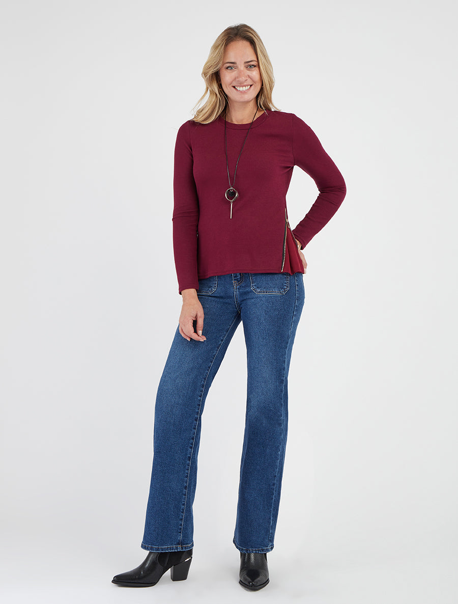 Jean mit weitem Bein und geradem Schnitt - Blau