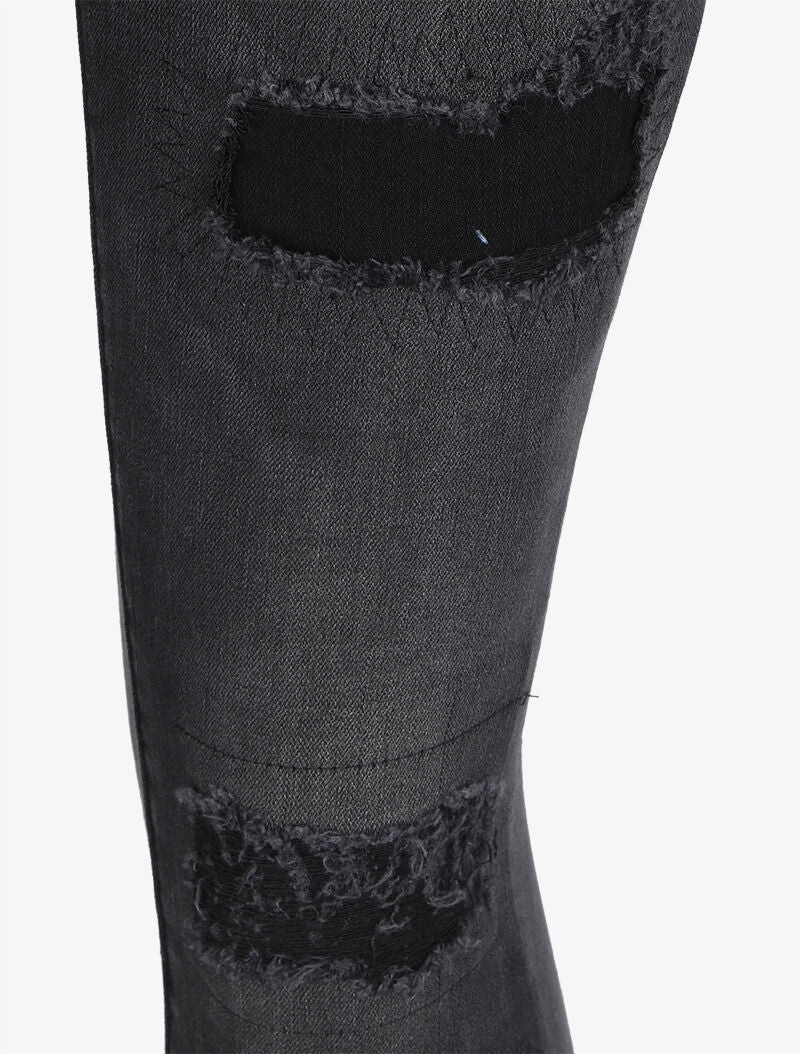 Jean skinny déchiré à taille basse - Noir - 3