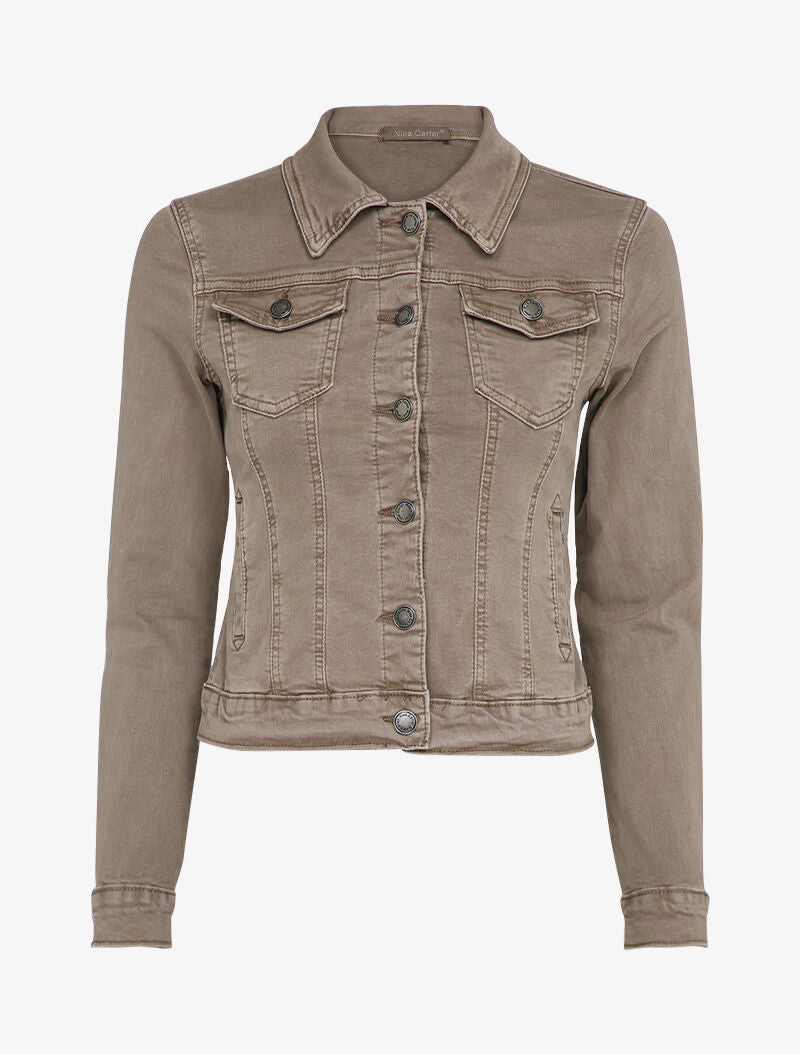 Veste en jean unie - Marron - 1