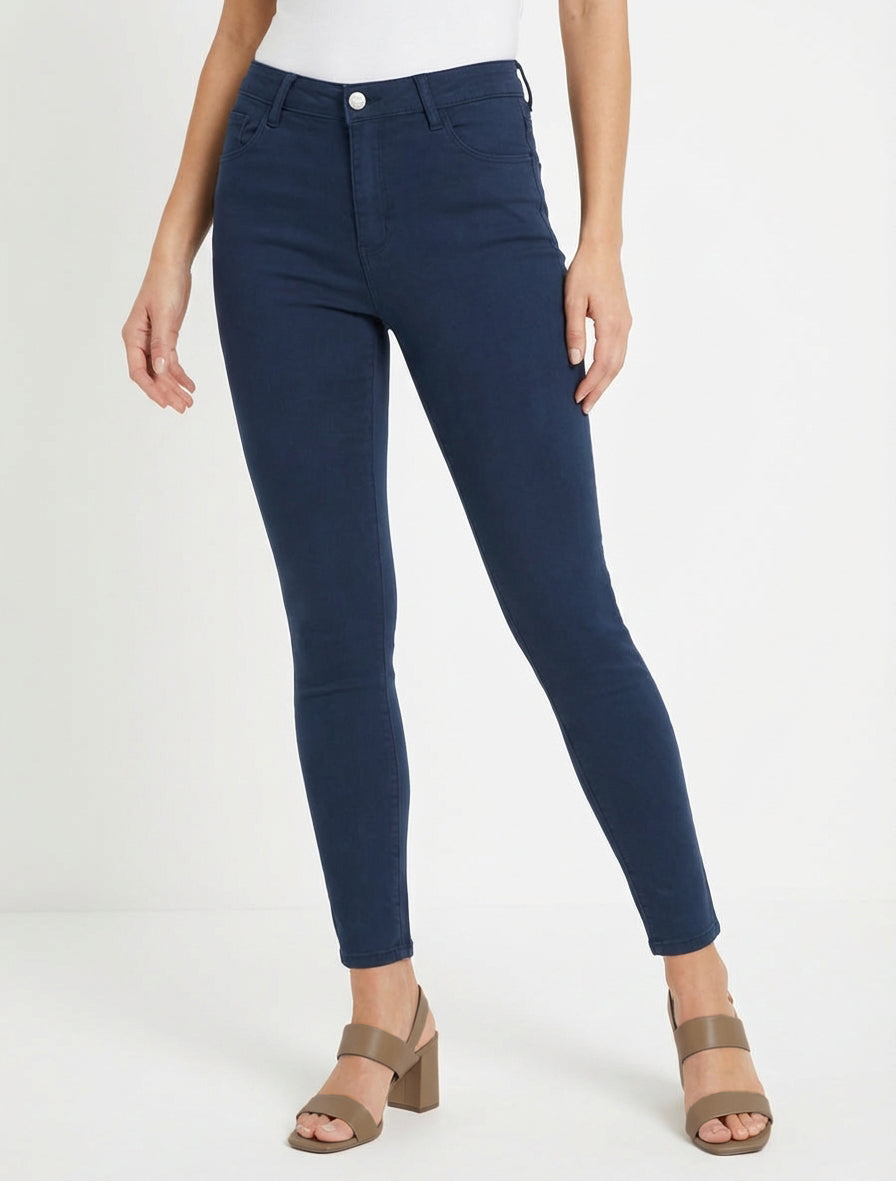 Unifarbene Skinny-Jeans mit normaler Taille - Marine