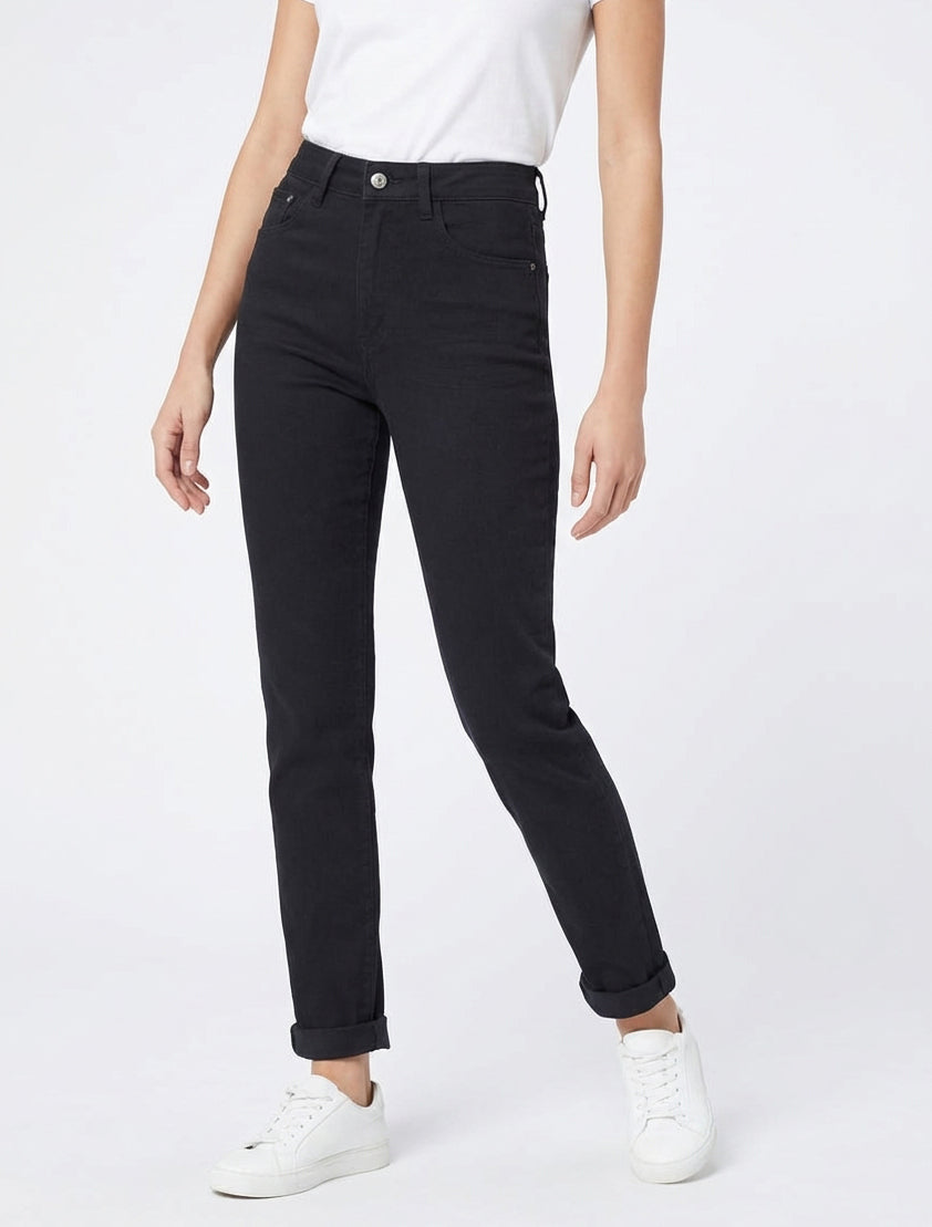 Jean mit hoher Taille - Schwarz