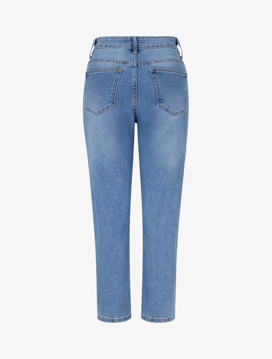 Jean clouté coupe mom fit - Bleu - 2