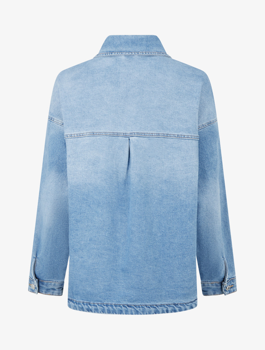 Veste en jean à poches plaquées - Bleu clair - 2