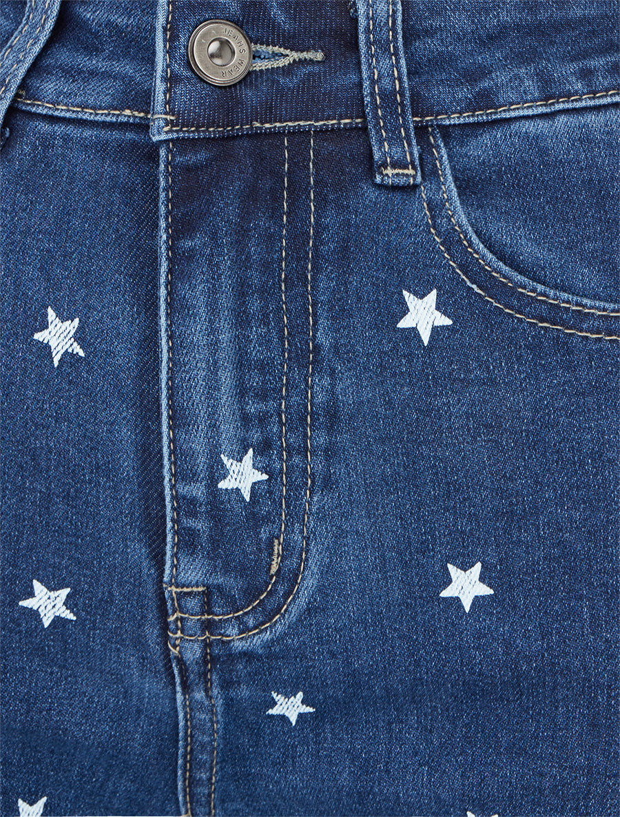 Jean wide leg imprimé étoiles - Bleu - 3