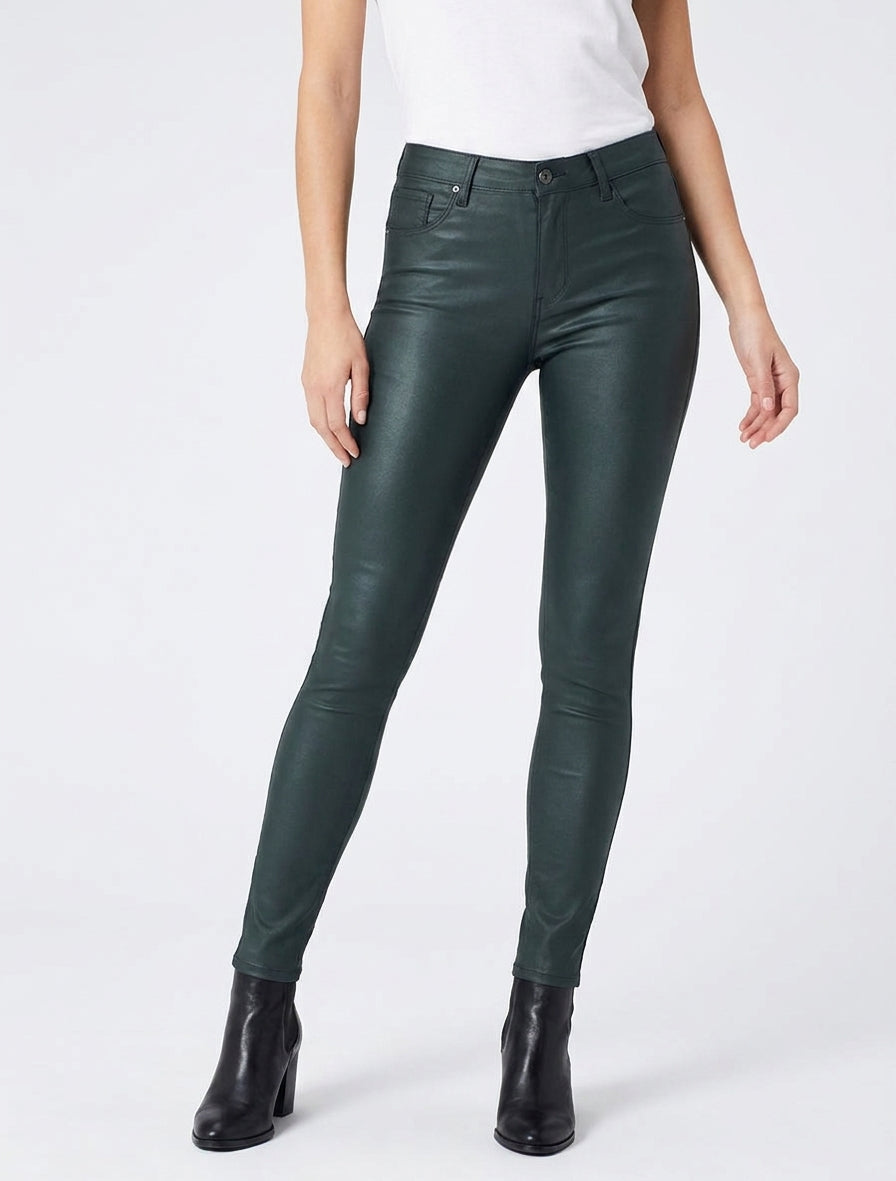 Jeans in Wachseffekt - Dunkelgrün