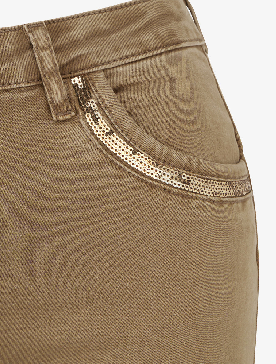 Jean skinny à poches à sequins - Marron clair - 3