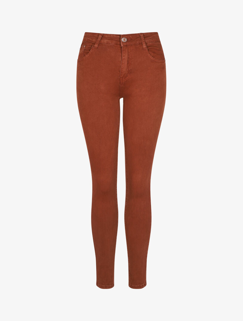 Jean slim uni taille haute - Rouille - 4