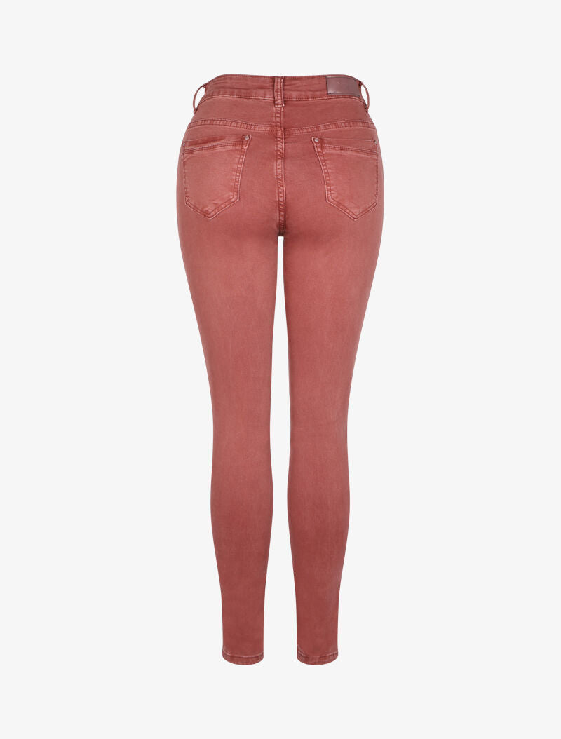 Jean slim uni taille haute - Rose - 2