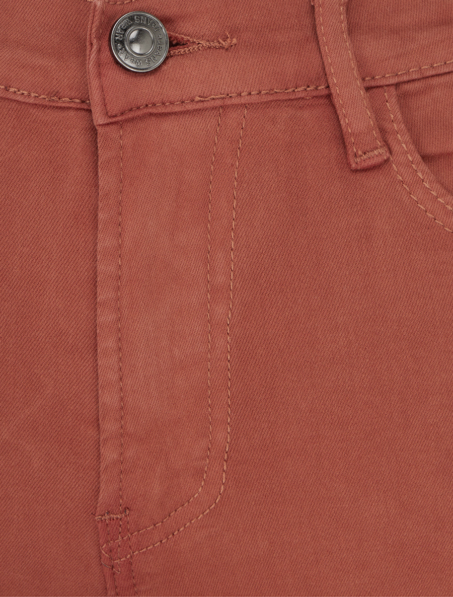 Jean slim uni taille haute - Rouille - 3