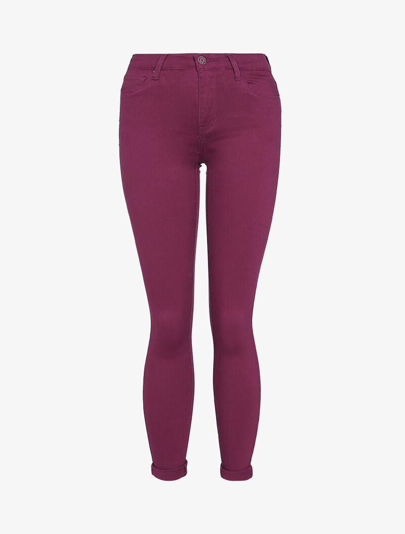 Jean skinny uni casual - Lie de vin - 1