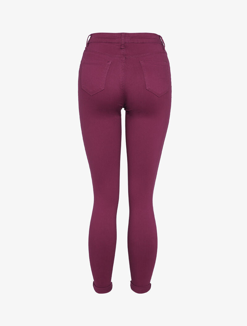 Jean skinny uni casual - Lie de vin - 2