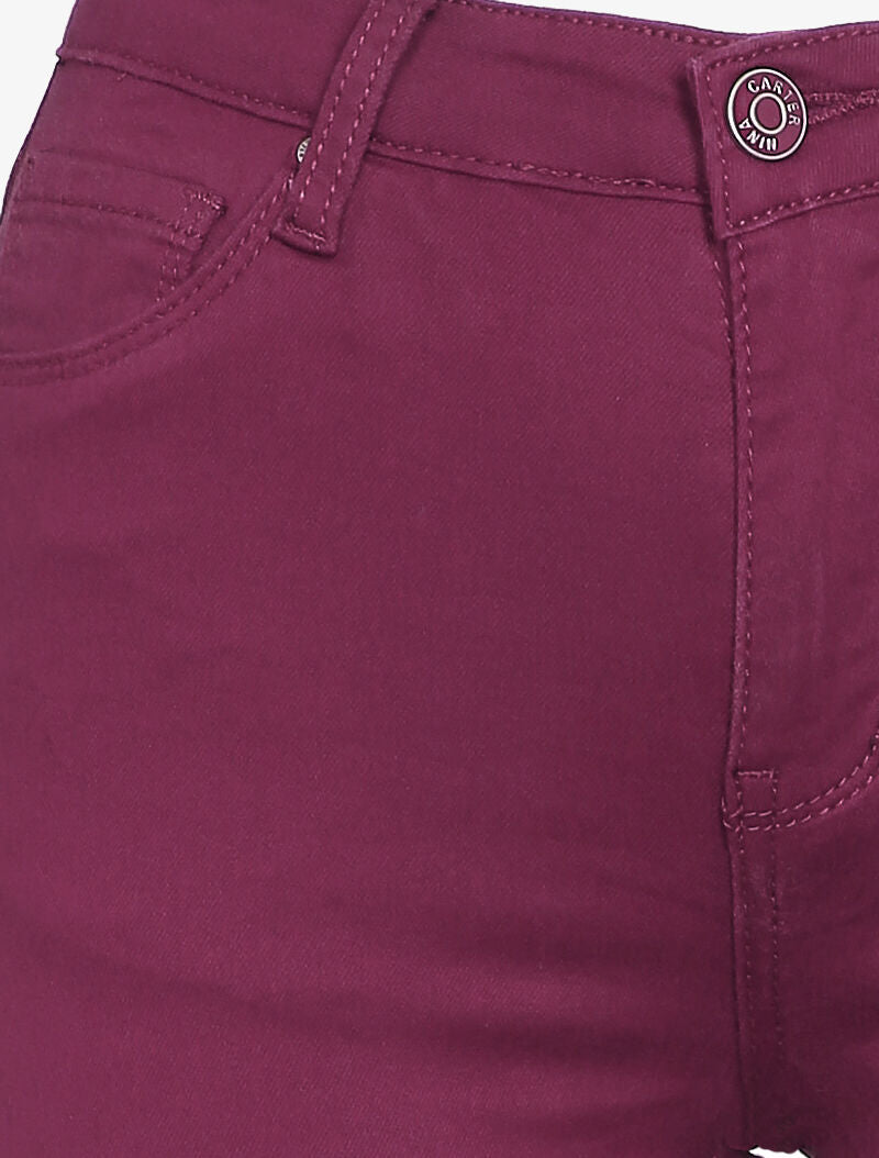 Jean skinny uni casual - Lie de vin - 3