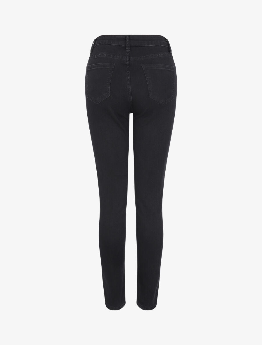 Jean skinny grande taille uni à taille haute - Noir - 2