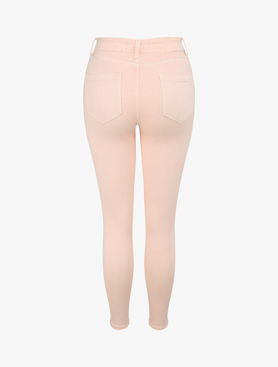 Jean skinny push up à coutures apparentes - Rose clair - 2