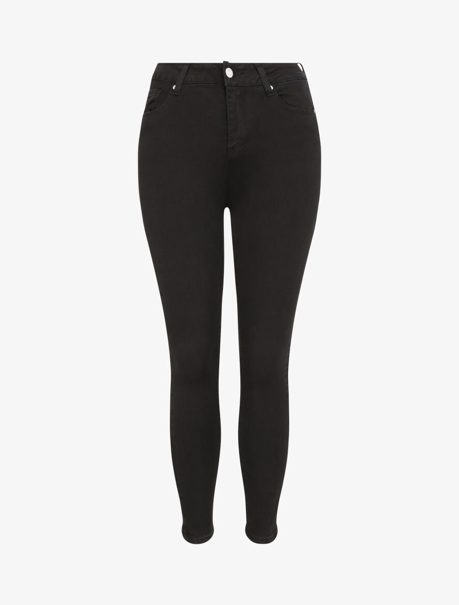 Jean skinny push up à coutures apparentes - Noir - 1