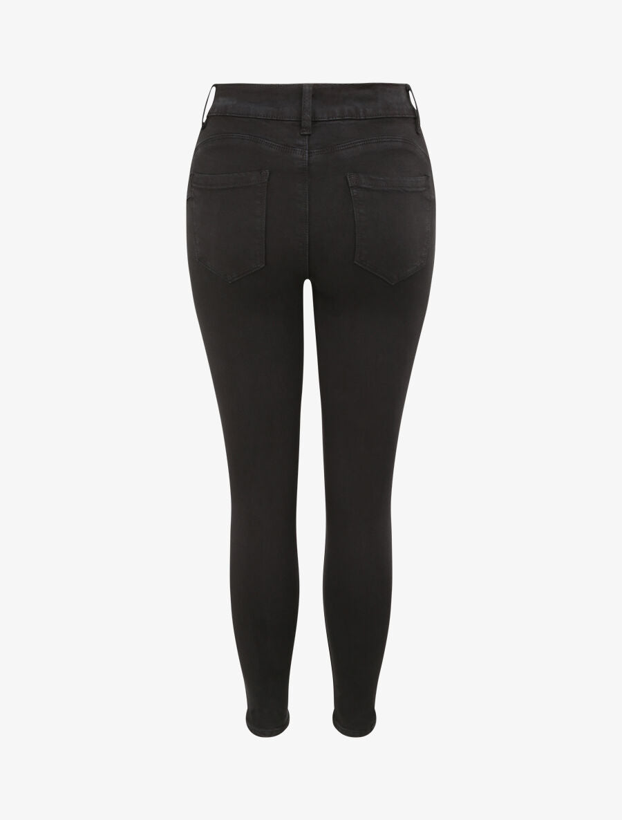 Jean skinny push up à coutures apparentes - Noir - 2
