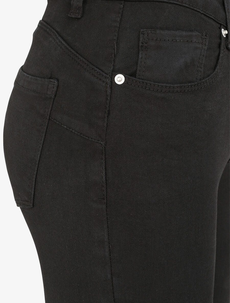Jean skinny push up à coutures apparentes - Noir - 3