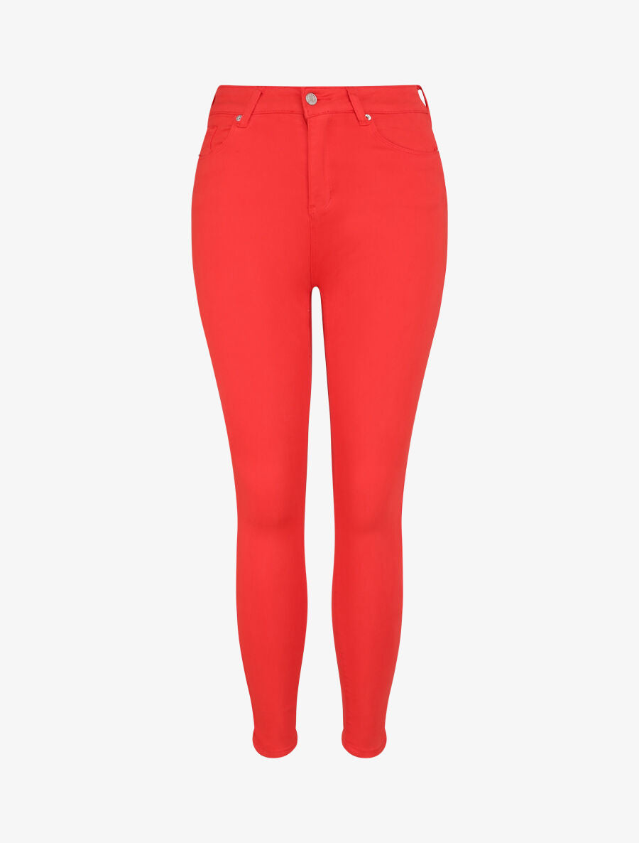 Jean skinny push up à coutures apparentes - Rouge - 1