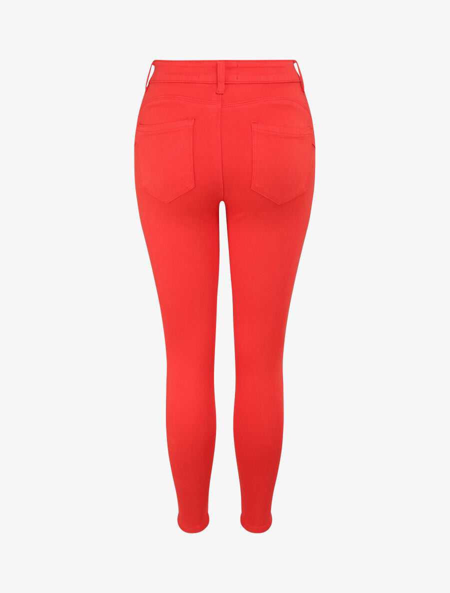 Jean skinny push up à coutures apparentes - Rouge - 2