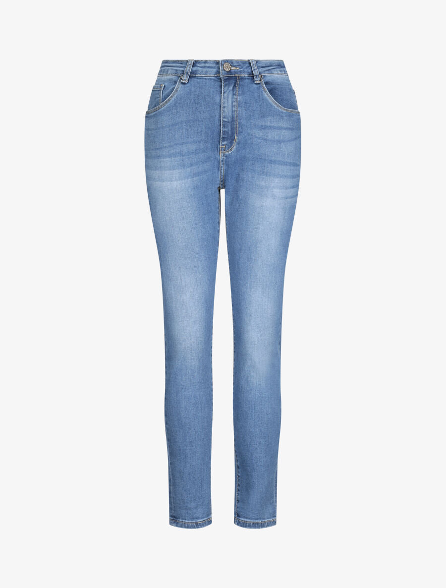Jean grande taille slim à taille haute - Bleu - 1
