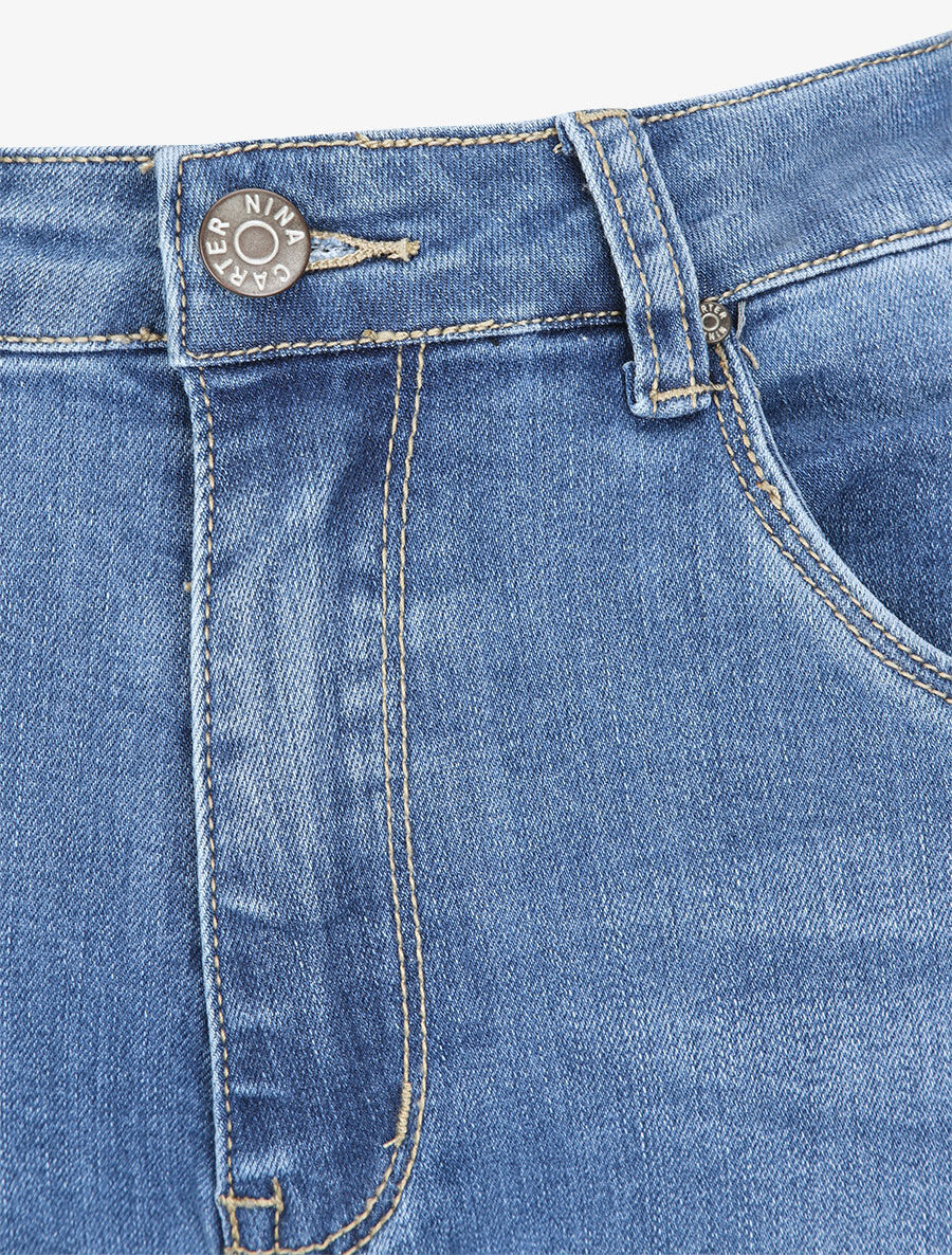 Jean grande taille slim à taille haute - Bleu - 3