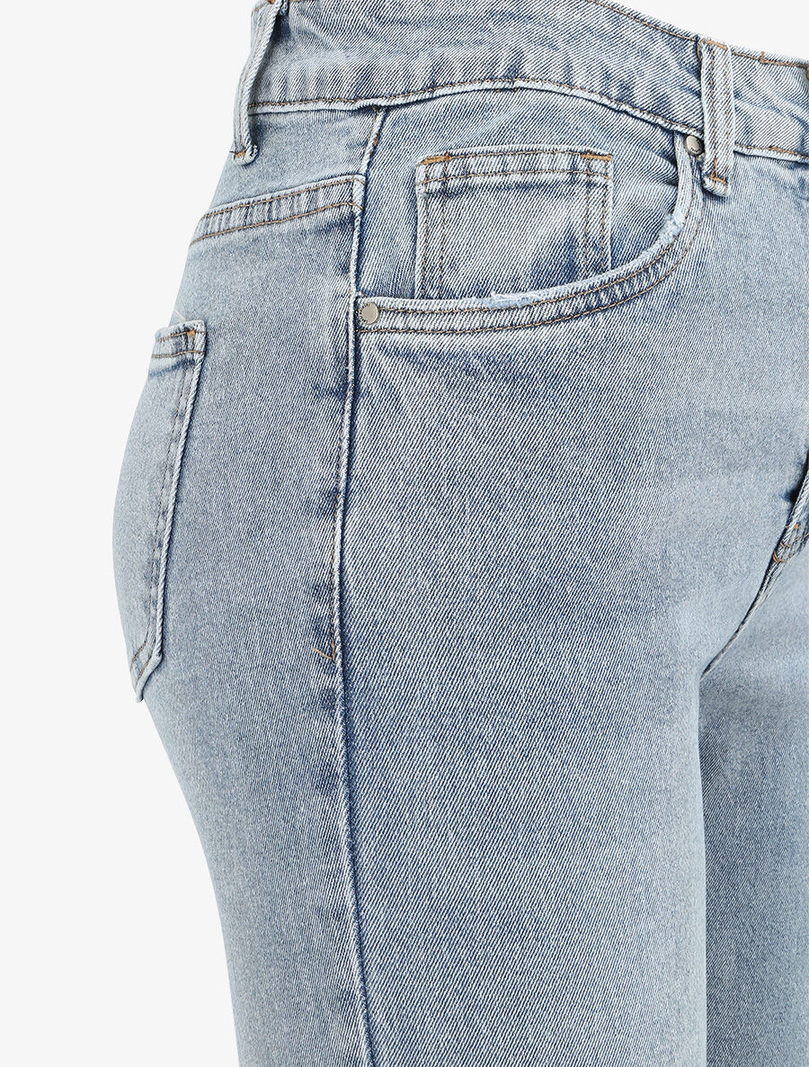 Jean skinny taille haute délavé et déchiré - Bleu clair - 3
