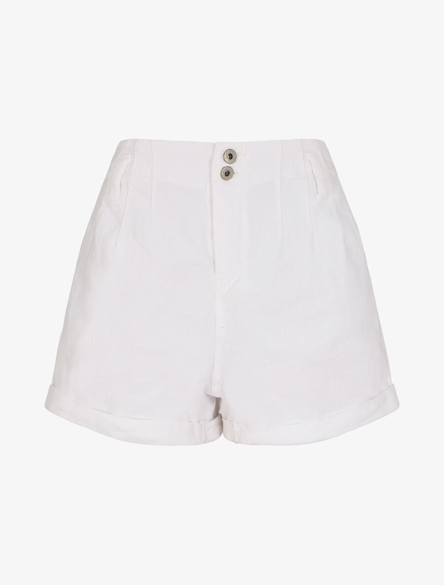 Short trapèze à taille haute - Blanc - 1