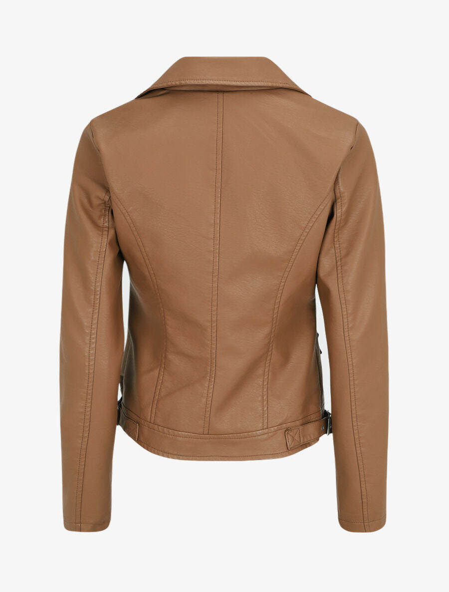 Perfecto en simili à zips décoratifs - Camel - 2