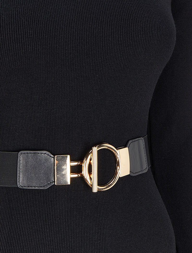 Robe pull unie à ceinture stylisée - Noir - 3