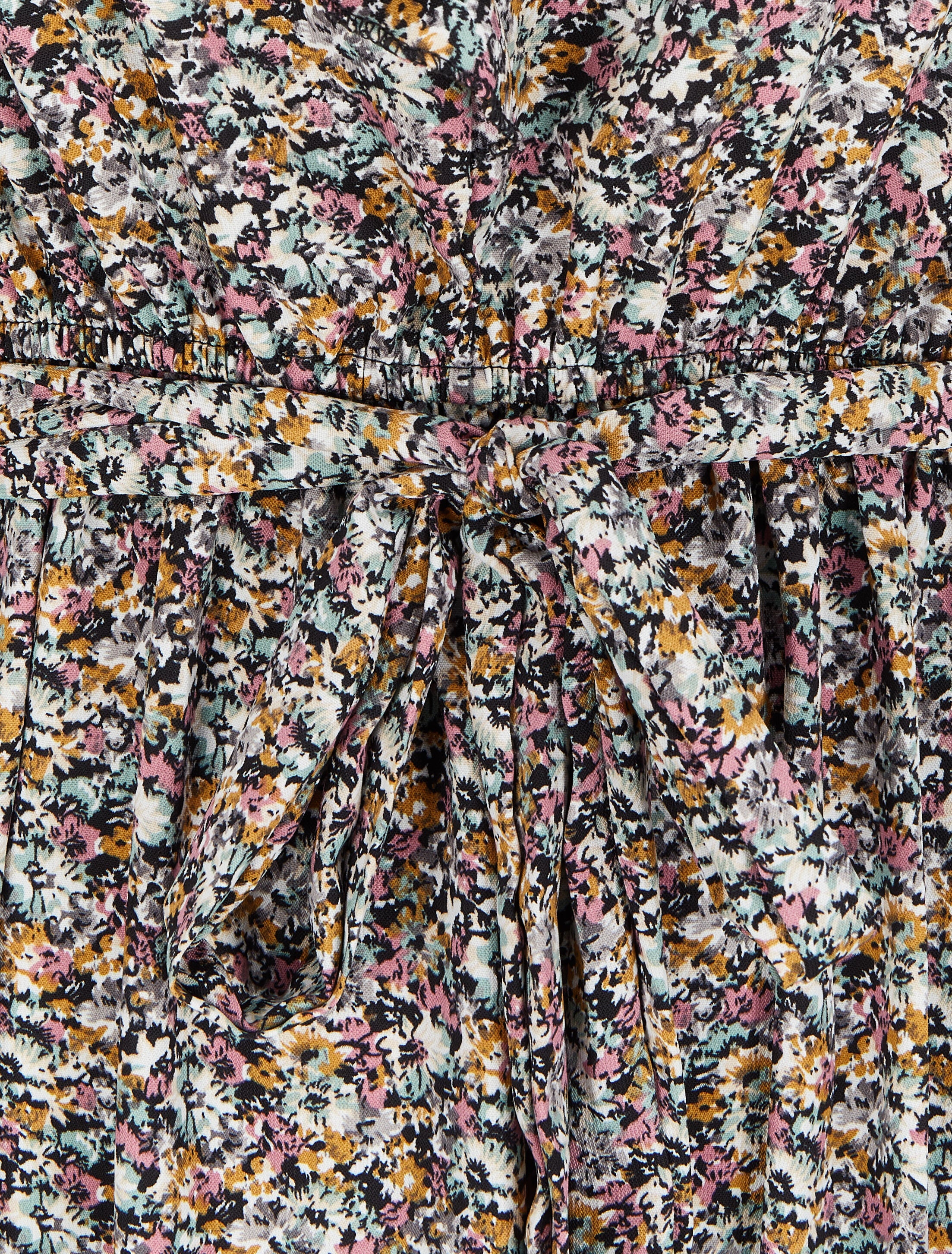 Robe imprimé fleuri à col V volanté - Blanc - 3